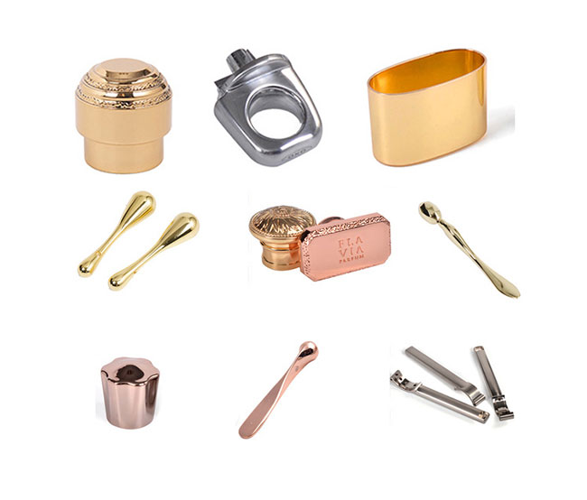 高端定制化妝品五金配件 鋅合金壓鑄香水瓶蓋 / 膏霜瓶勺 /美妝包裝金屬件